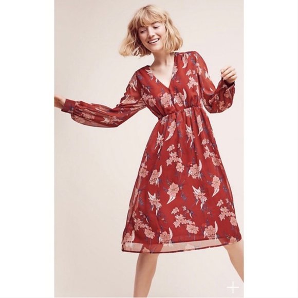 Anthropologie Dresses & Skirts - ANTHRO ERI + ALI Floral Rust Peasant Dress
